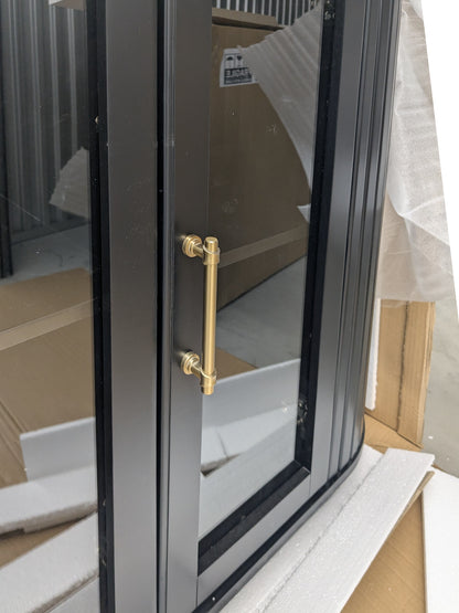 VAST Sleek Black Curved Glass Door Cabinet