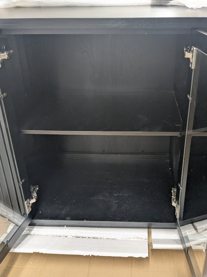 VAST Sleek Black Curved Glass Door Cabinet
