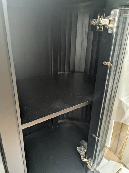 VAST Sleek Black Curved Glass Door Cabinet