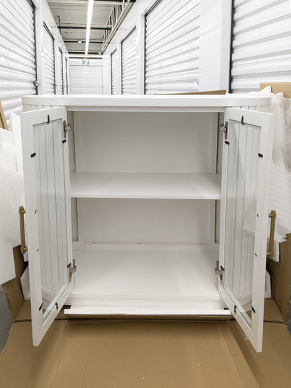 VAST White Curved Glass Door Cabinet