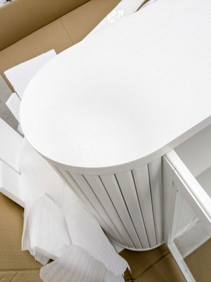 VAST White Curved Glass Door Cabinet
