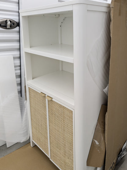 VAST White Rattan Cabinet with Shelves
