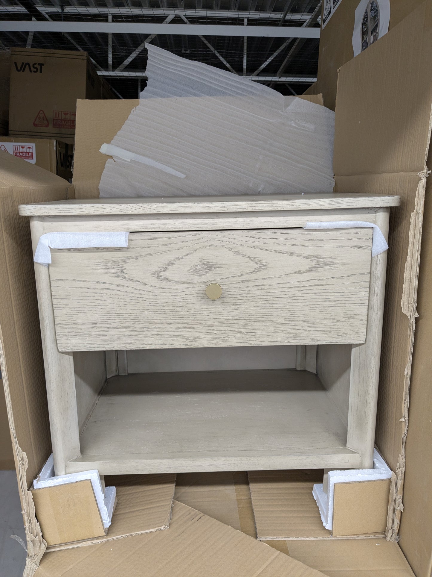 VAST Modern Nightstand - Light Oak Finish