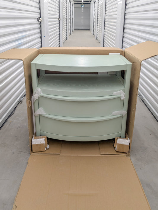 VAST Modern Curved Mint Green Wood Nightstand