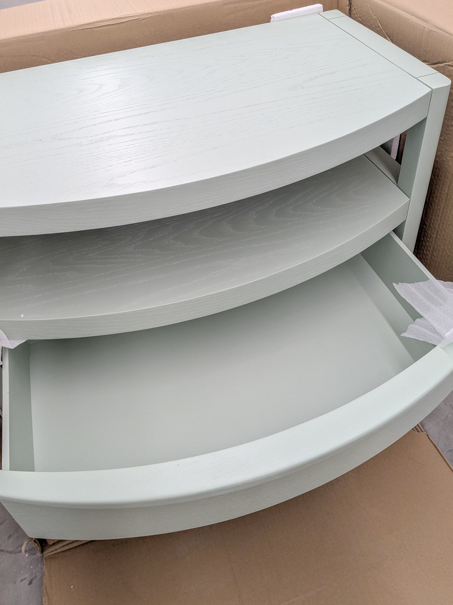 VAST Modern Curved Mint Green Wood Nightstand