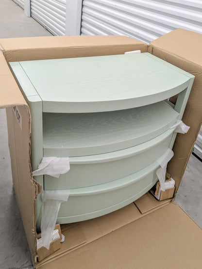 VAST Modern Curved Mint Green Wood Nightstand