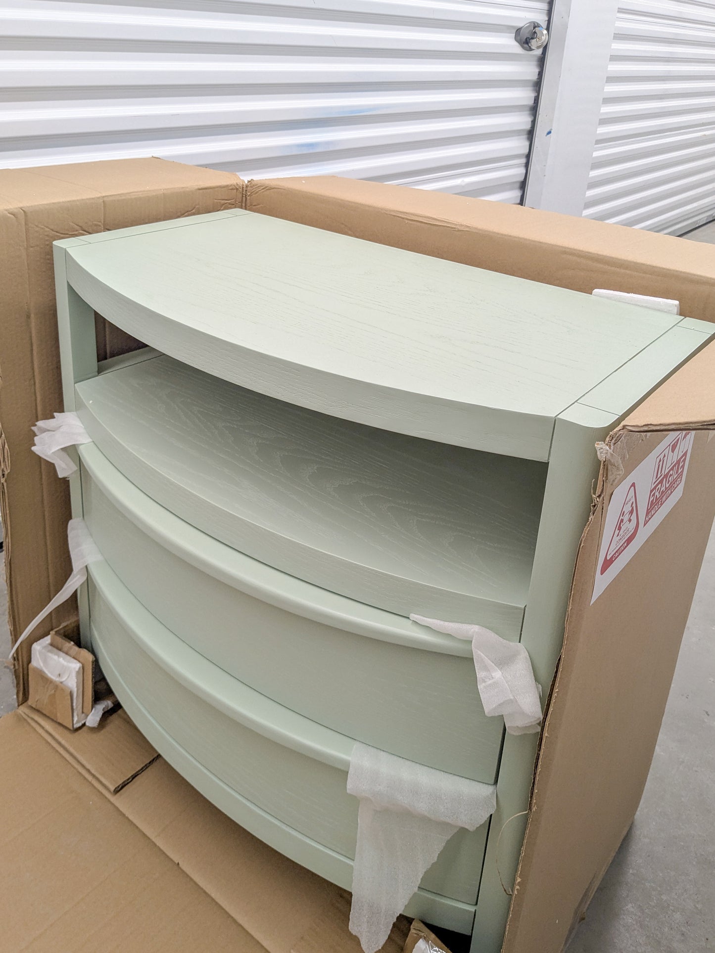 VAST Modern Curved Mint Green Wood Nightstand