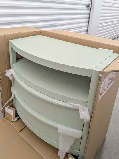 VAST Modern Curved Mint Green Wood Nightstand