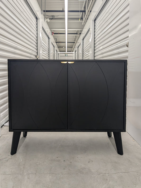 VAST Modern Black Sideboard Cabinet with Gold Accent – Mid-Century Inspired