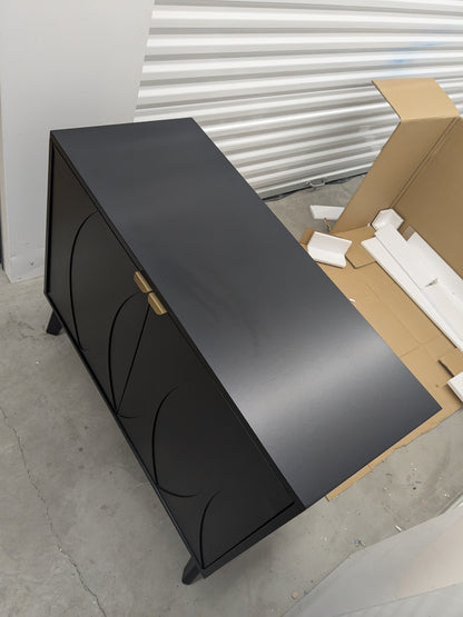 VAST Modern Black Sideboard Cabinet with Gold Accent – Mid-Century Inspired