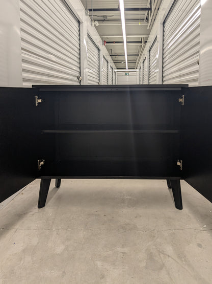 VAST Modern Black Sideboard Cabinet with Gold Accent – Mid-Century Inspired