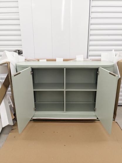 VAST Sage Green Fluted Sideboard - 2 Door Storage Cabinet with Curved Corners