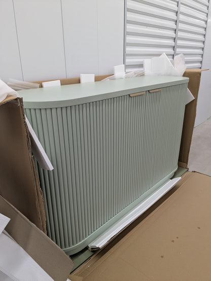 VAST Sage Green Fluted Sideboard - 2 Door Storage Cabinet with Curved Corners