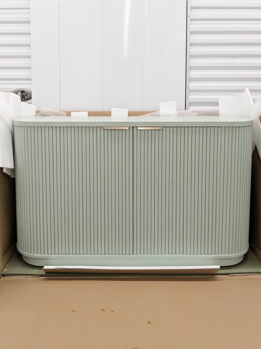 VAST Sage Green Fluted Sideboard - 2 Door Storage Cabinet with Curved Corners