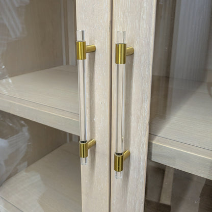 VAST Arched Glass Display Cabinet with Drawers – Modern Light Oak Finish