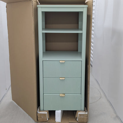 VAST Sage Green 3-Drawer Shelf Cabinet with Open Storage
