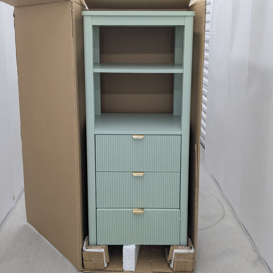 VAST Sage Green 3-Drawer Shelf Cabinet with Open Storage