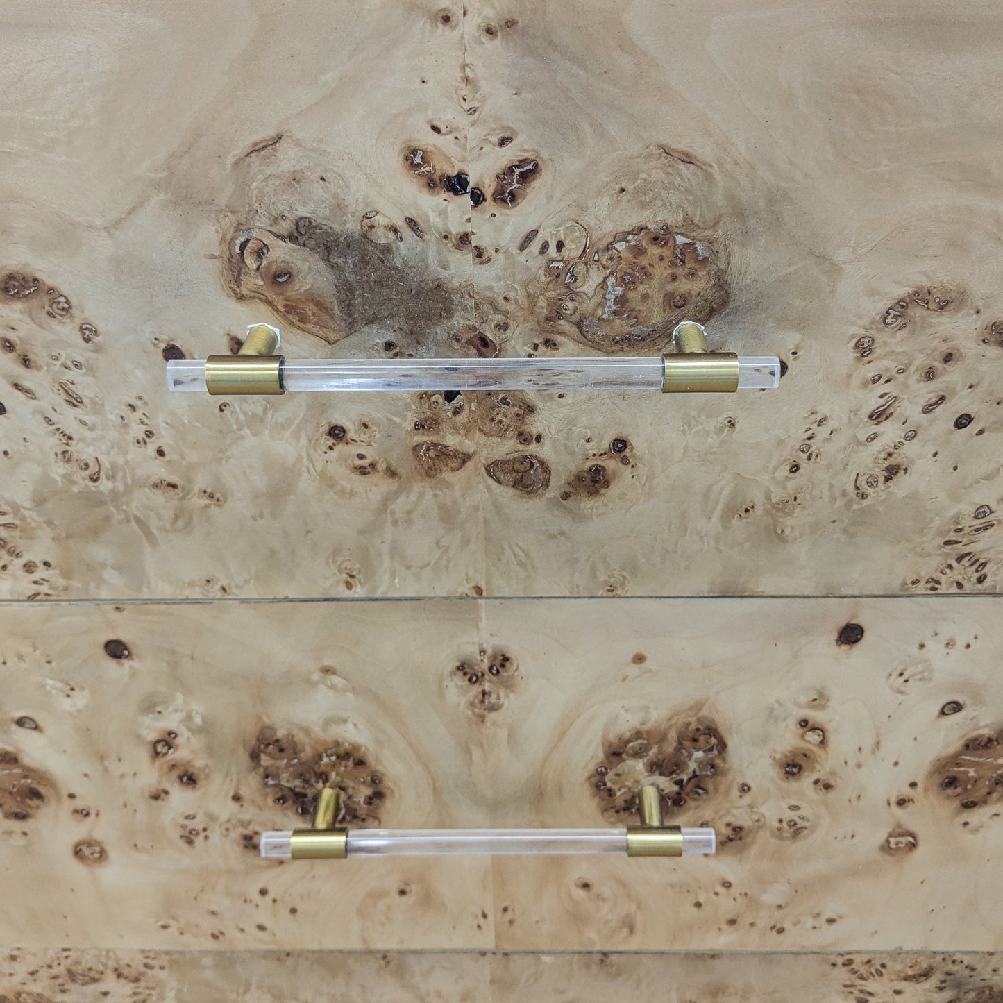 VAST Burl Wood 6-Drawer Dresser with Acrylic Hardware