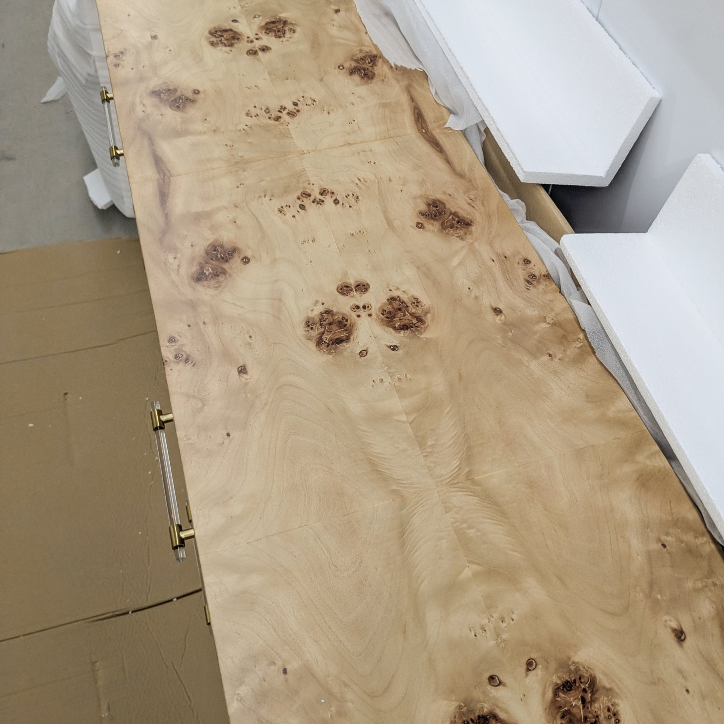 VAST Burl Wood 6-Drawer Dresser with Acrylic Hardware