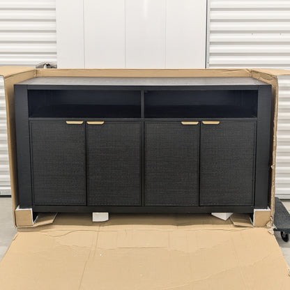 VAST Modern Black Sideboard with Gold Handles – Woven Doors