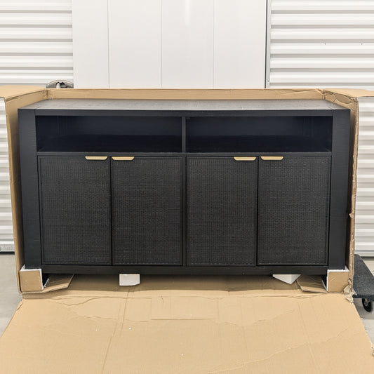 VAST Modern Black Sideboard with Gold Handles – Woven Doors