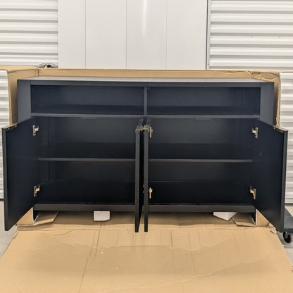 VAST Modern Black Sideboard with Gold Handles – Woven Doors