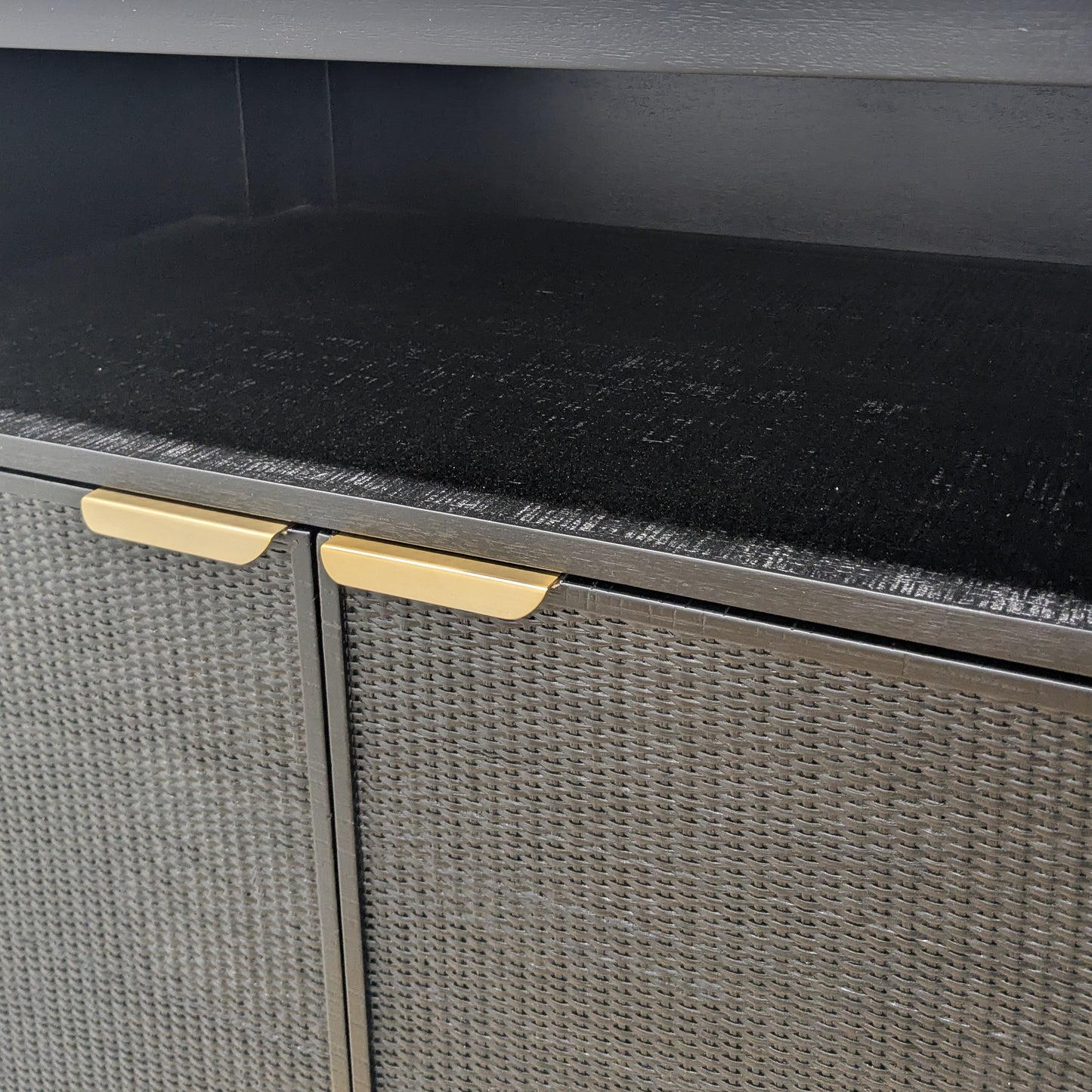 VAST Modern Black Sideboard with Gold Handles – Woven Doors