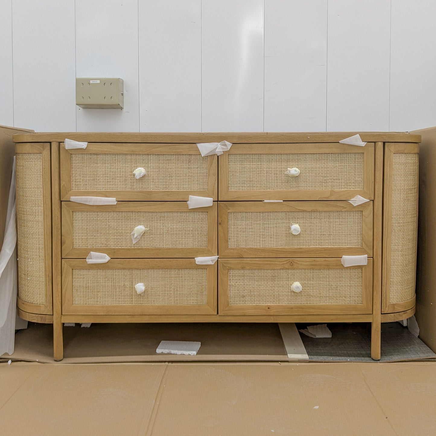 VAST Natural Rattan & Wood 6-Drawer Dresser