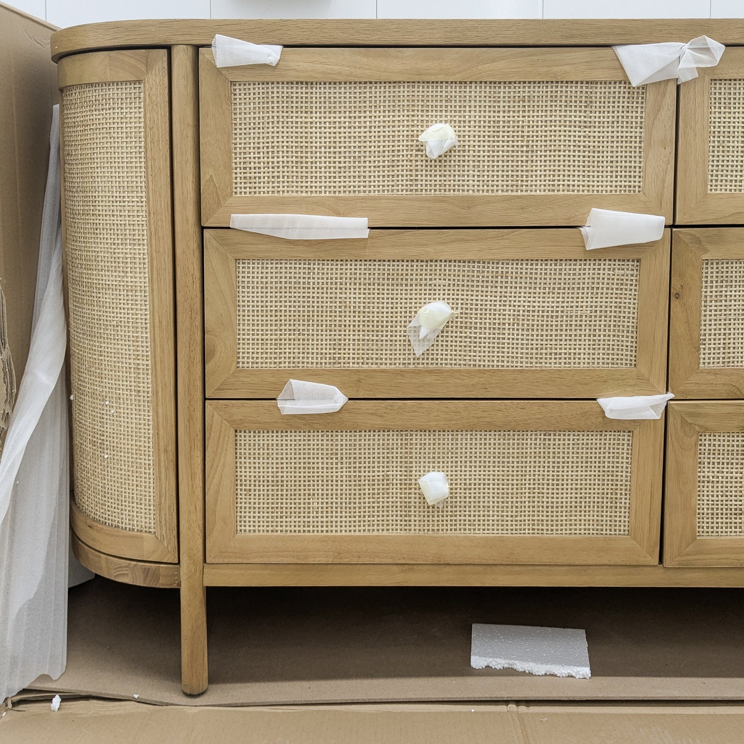 VAST Natural Rattan & Wood 6-Drawer Dresser