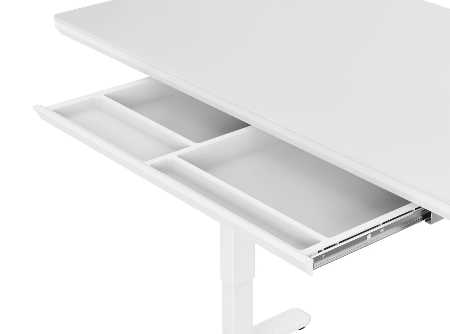 Glass Top Electric Height Adjustable Sit Stand Desk 48"Wx24"D with USB charging port - White