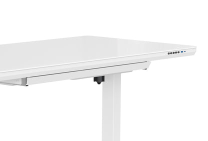 Glass Top Electric Height Adjustable Sit Stand Desk 48"Wx24"D with USB charging port - White