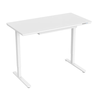 Glass Top Electric Height Adjustable Sit Stand Desk 48"Wx24"D with USB charging port - White