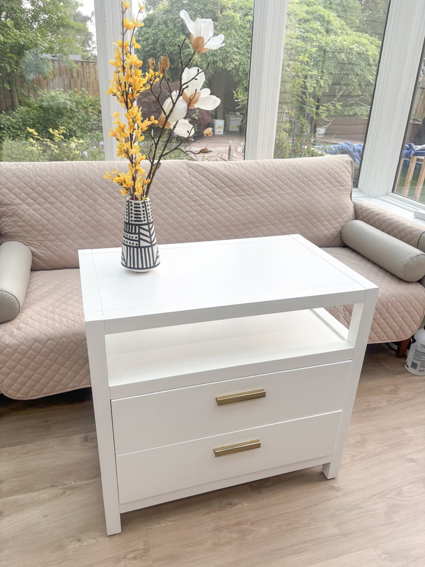 VAST Ivory Lotus Bedside Cabinet - White