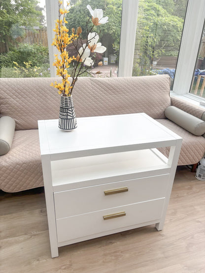 VAST Ivory Lotus Bedside Cabinet - White