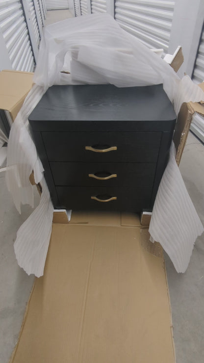 VAST Modern Black Nightstand – Elegant Design, Smart Storage