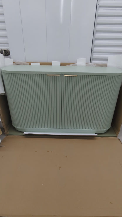 VAST Sage Green Fluted Sideboard - 2 Door Storage Cabinet with Curved Corners