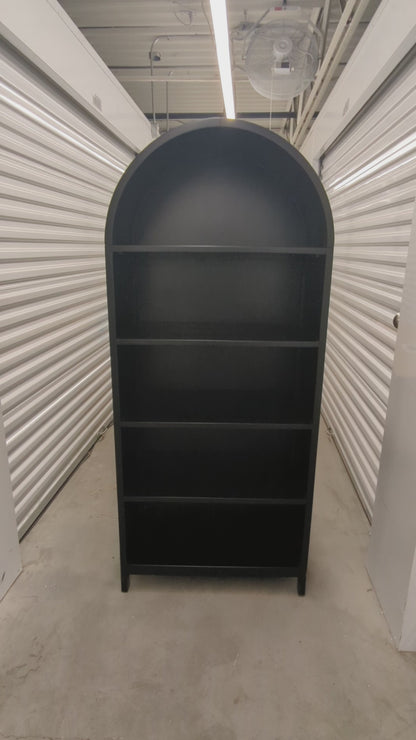 VAST Arched Matte Black Bookshelf – 5-Tier Modern Statement Shelf