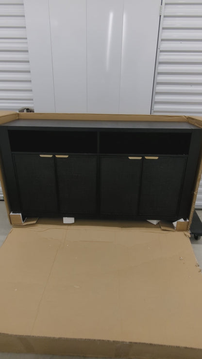 VAST Modern Black Sideboard with Gold Handles – Woven Doors