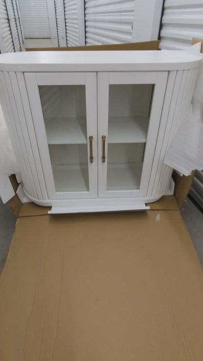 VAST White Curved Glass Door Cabinet