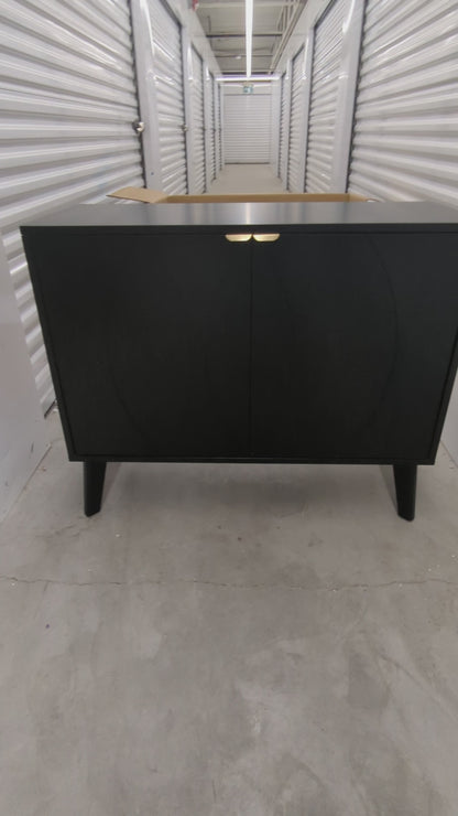 VAST Modern Black Sideboard Cabinet with Gold Accent – Mid-Century Inspired