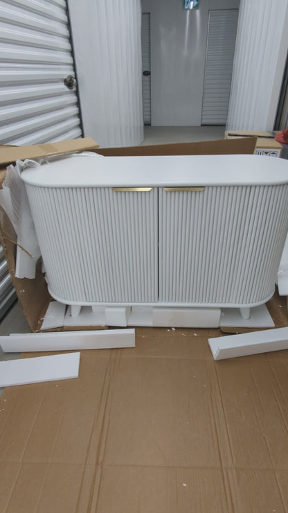 Vast Modern White Fluted Storage Cabinet