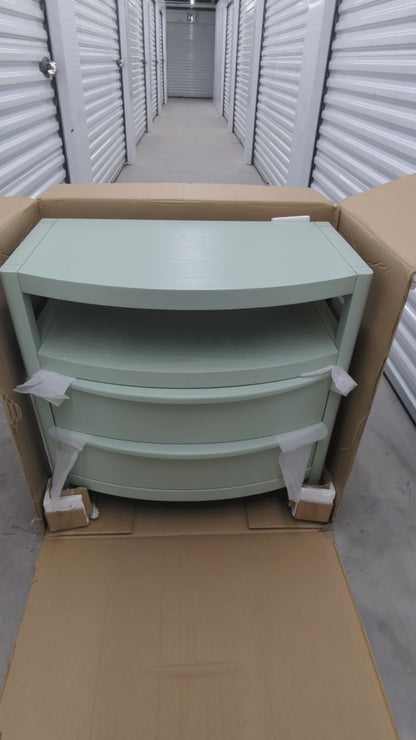 VAST Modern Curved Mint Green Wood Nightstand